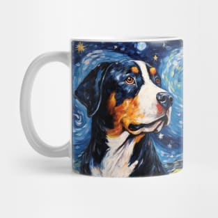 Greater Swiss Mountain Dog Painted in The Starry Night style Mug